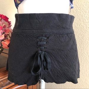 Black Lace-Up Mini Skirt - Women